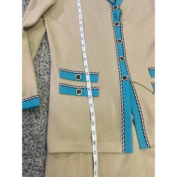 VTG ST. John Collection Marie Gray USA Sz 12 1990s Skirt Suit Tan/Blue Old Money - Picture 7 of 14